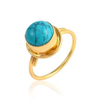 Brass gold plated turquoise firoza finger ring 1
