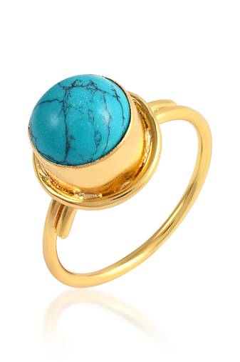 Brass gold plated turquoise firoza finger ring