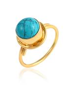 Brass gold plated turquoise firoza finger ring