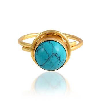 Brass gold plated turquoise firoza finger ring 2