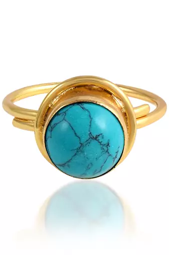 Brass gold plated turquoise firoza finger ring