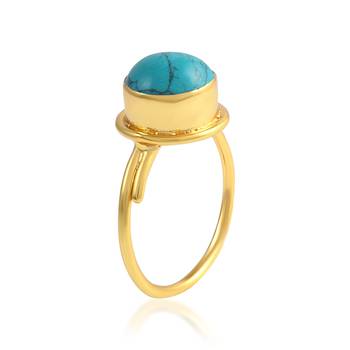Brass gold plated turquoise firoza finger ring 3