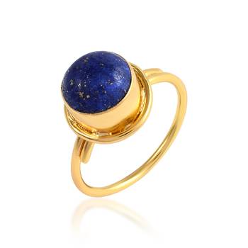 Brass gold plated lapis astrology finger ring 1