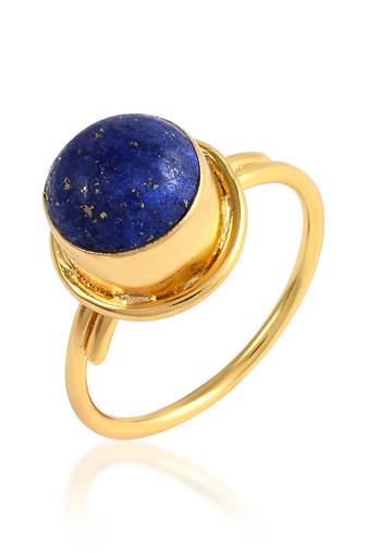 Brass gold plated lapis astrology finger ring