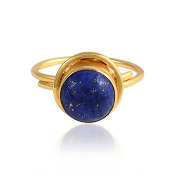 Brass gold plated lapis astrology finger ring 2