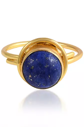 Brass gold plated lapis astrology finger ring