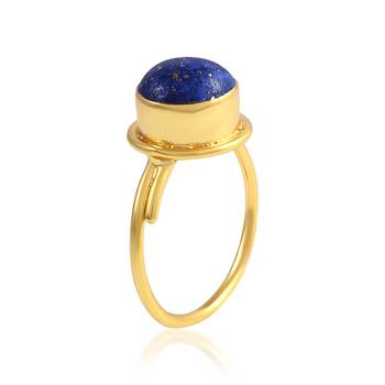 Brass gold plated lapis astrology finger ring 3