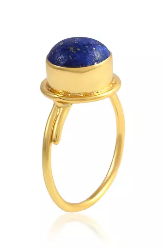 Brass gold plated lapis astrology finger ring