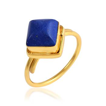 Brass gold plated lapis astrology finger ring 1