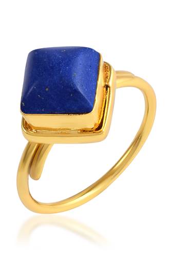 Brass gold plated lapis astrology finger ring
