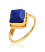 Brass gold plated lapis astrology finger ring