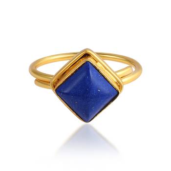 Brass gold plated lapis astrology finger ring 2