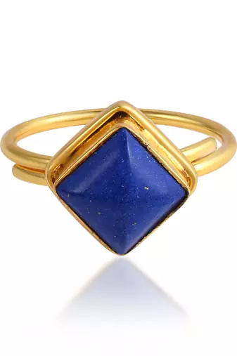 Brass gold plated lapis astrology finger ring