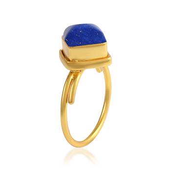 Brass gold plated lapis astrology finger ring 3