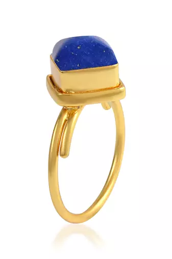 Brass gold plated lapis astrology finger ring
