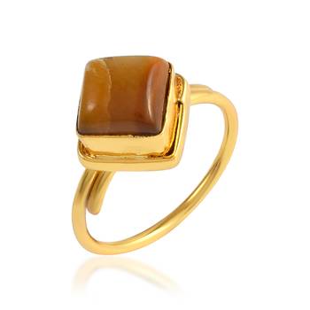 Brass gold plated cats eye lehsuniya astrology rashi ratan finger ring 1