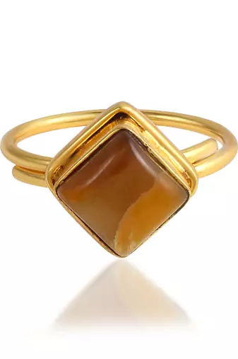 Brass gold plated cats eye lehsuniya astrology rashi ratan finger ring