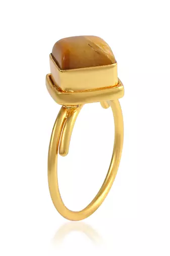 Brass gold plated cats eye lehsuniya astrology rashi ratan finger ring