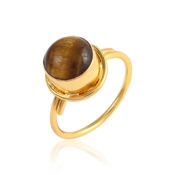 Brass gold plated cats eye lehsuniya astrology rashi ratan finger ring 1