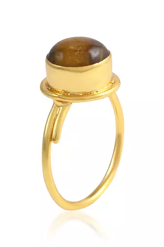 Brass gold plated cats eye lehsuniya astrology rashi ratan finger ring