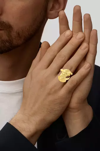 Brass goldplated shivaji adjustable finger ring