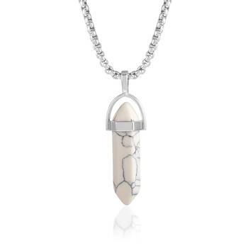Brass silver reiki healing stone howlite pendant 1