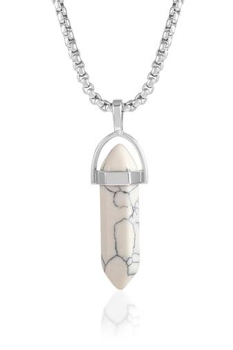 Brass silver reiki healing stone howlite pendant