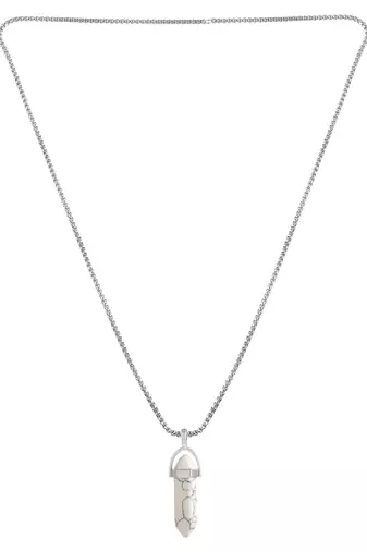 Brass silver reiki healing stone howlite pendant