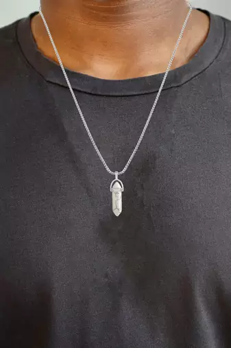 Brass silver reiki healing stone howlite pendant