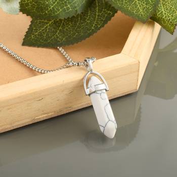 Brass silver reiki healing stone howlite pendant 4