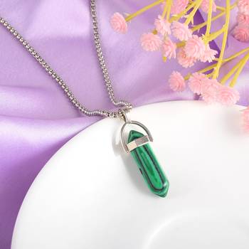 Brass silver reiki healing stone jasper pendant 4