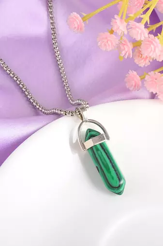 Brass silver reiki healing stone jasper pendant