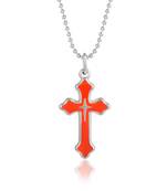 dzine trendz stainless steel red crucifix pendant silver plated