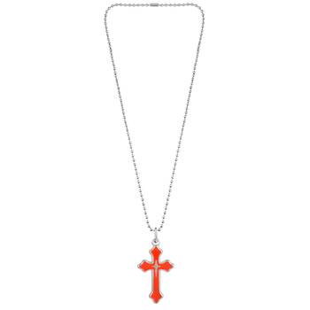 dzine trendz stainless steel red crucifix pendant silver plated 2