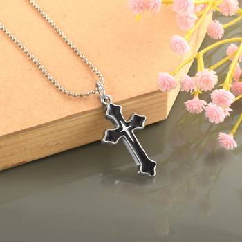 Dzine Trendz Pendant Stainless Steel Black Cross 4