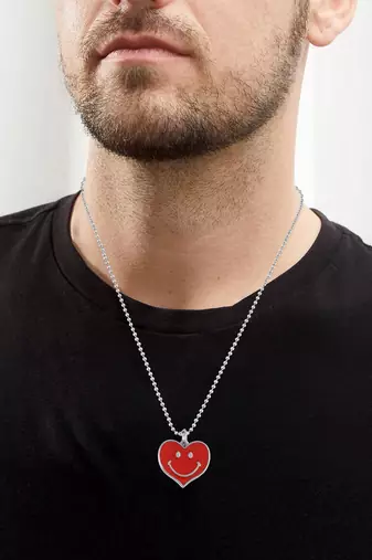 Stainless steel red similing heart love pendant