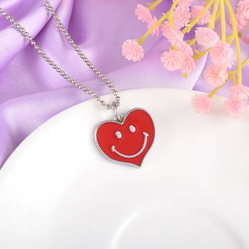 Stainless steel red similing heart love pendant 4