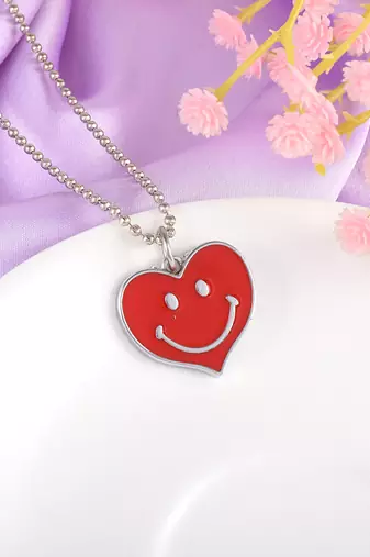 Stainless steel red similing heart love pendant