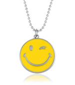 Stainless steel winking emoji pendant
