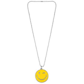 Stainless steel winking emoji pendant 2
