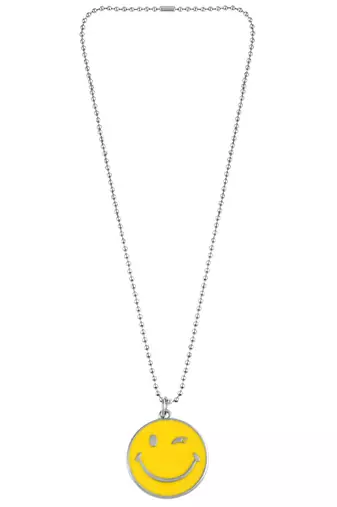 Stainless steel winking emoji pendant