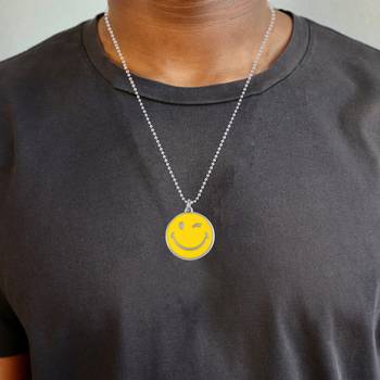 Stainless steel winking emoji pendant 3