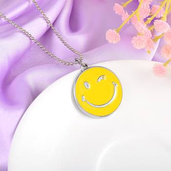 Stainless steel winking emoji pendant 4