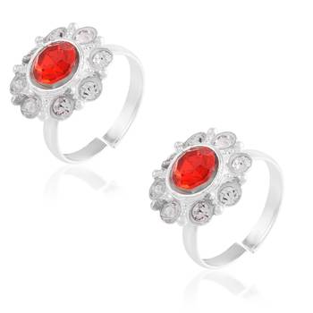Brass silver red cz toerings women 1