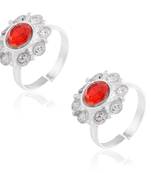 Brass silver red cz toerings women
