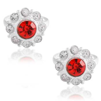 Brass silver red cz toerings women 2