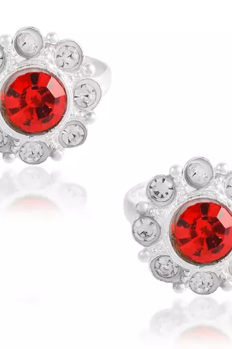 Brass silver red cz toerings women