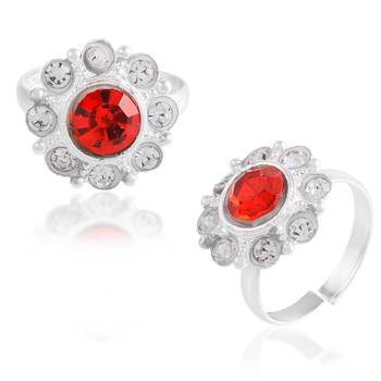 Brass silver red cz toerings women 3