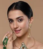 Gold & white drop earring with kundan &  pearls