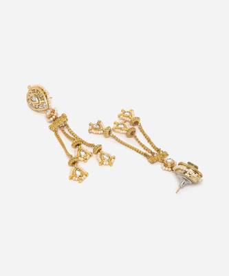 Gold & white drop earring with kundan &  pearls 4